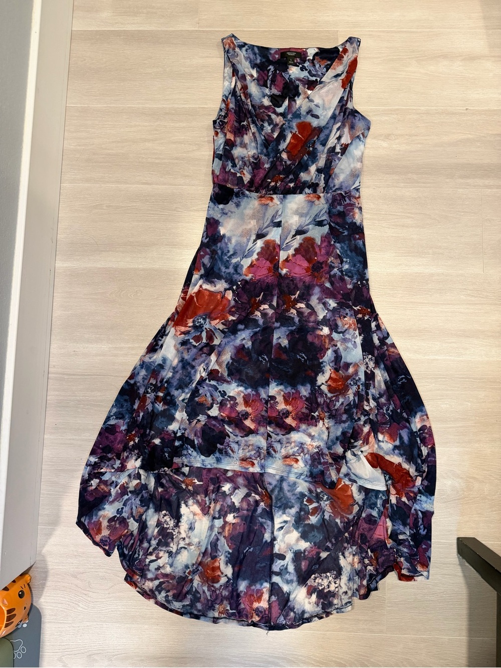 Simply Vera Vera Wang Navy Purple Floral high low Dress